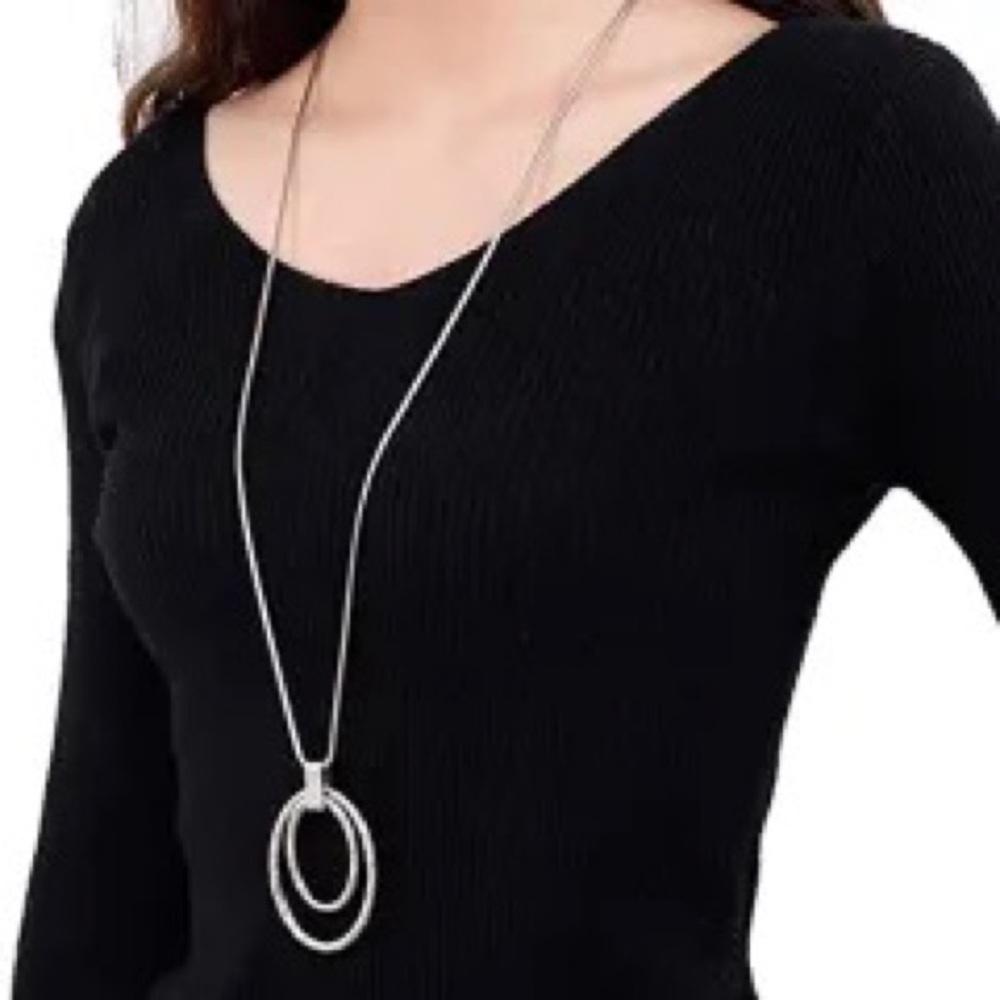 Abstract Silver Necklace Free Form
